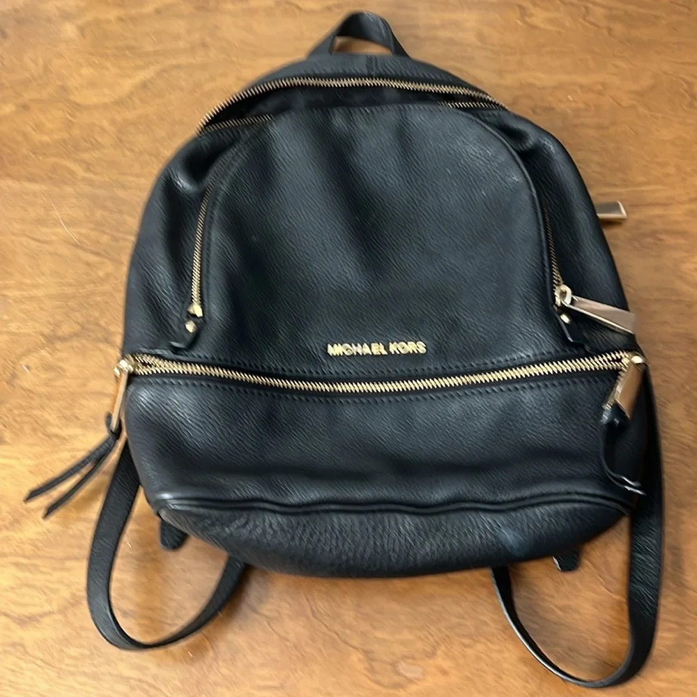 Michael Kors Black Leather Backpack